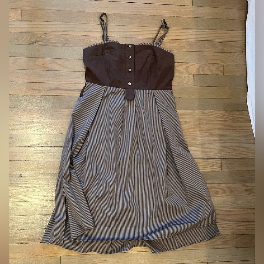Brunello Cucinelli Brown and Gray Midi Dress